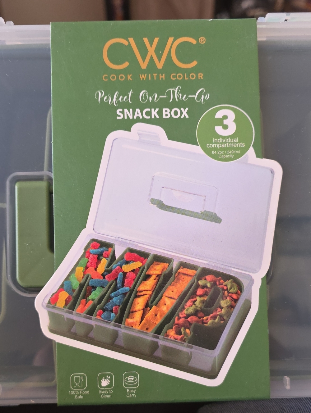 Brand New CWC Green 3-Compartment Snack Box MVP - Picture 3 of 5